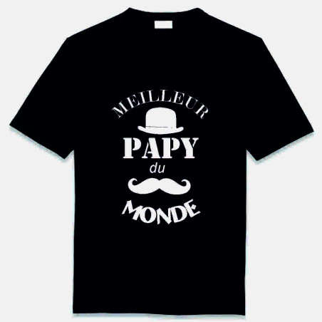 T shirt noir humoristique "meilleur papy du monde"