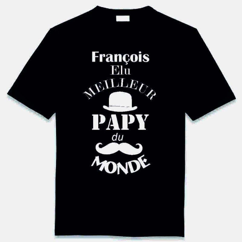T shirt noir humoristique "meilleur papy du monde"personnalisé