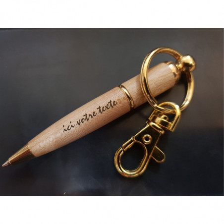 mini stylo bille bois porte clefs